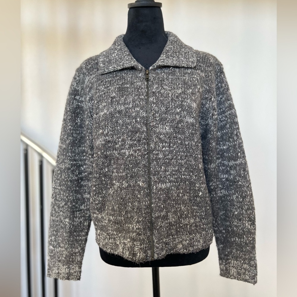 Pronto Gold Wool Blend Zip Sweater